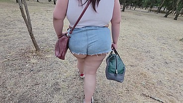 I love walking around in public with cum on my face and showing off my huge ass