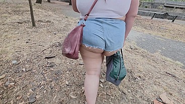 I love walking around in public with cum on my face and showing off my huge ass