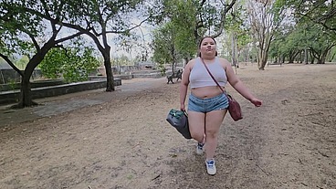 I love walking around in public with cum on my face and showing off my huge ass