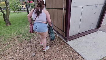 I love walking around in public with cum on my face and showing off my huge ass