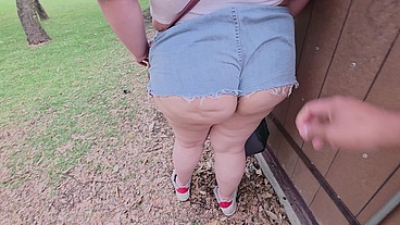 I love walking around in public with cum on my face and showing off my huge ass
