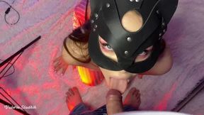 Close-up Blowjob Ends in Facial for Flatmate