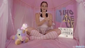 Hot teen getting her first cock ever after she rubs it herself