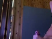 カーテンの隙間から丸見えな古びた昭和なビデボで通り過ぎてく客に次々に覗かれながらオナニー（場所はブログに！もっこり教師で検索）