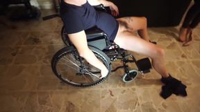 Dominant Babes Tease Bound Man in Wheelchair BDSM Threesome