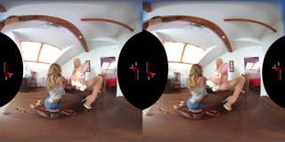 StockingsVR - Lesbian foot fetish fun with whipping cream