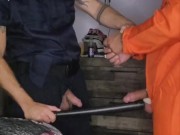 Pig Cop Dominates Handcuffed Inmate with CBT and Baton