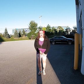 Sissy horny mature CD is outdoors for an afternoon masturbation