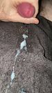 Sharing another big creamy cum shot on a black towel