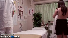 Asian amazing busty girl in uniform gets pleased