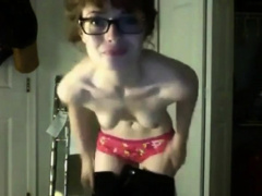 Hot nerdy girl strips