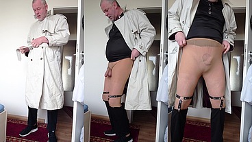 Nylonjunge - Exhibitionist Klamottenanprobe