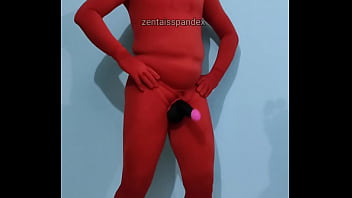 Zentai Devil red Spandex latex suit evil man