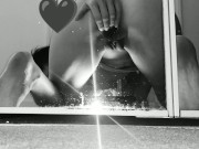 Amateur self fisting in mirror