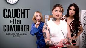 Caught in the Act: Lilly Bell, Vanessa Vega & Zariah Aura's Office Voyeur Adventure