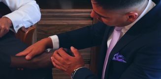 Horny guys in suits pose hot during intense POV kinks