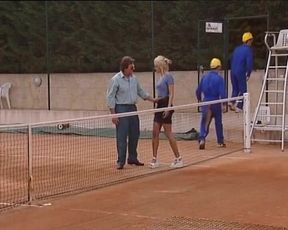 Stunning German Blonde Fucking on a Tennis Court with a Loaded Cock