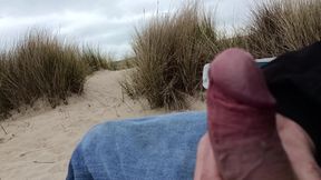 Two Cum Loads in Public at the Beach, Flashing, Wanking, Handsfree Cum - Rockard Daddy
