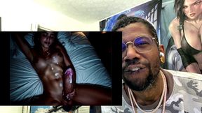 smooth transgender teen jerking off and cumming on herself in a dark room, ai generated