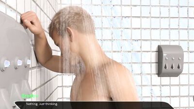 3D gay cartoon shows naughty twink jerking off in the shower