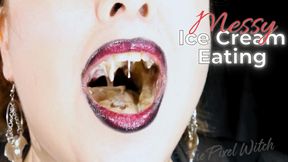 Close-Up Messy Ice Cream Eating