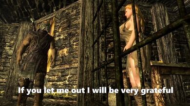 Andrea takes this rough prison BDsm gang bang till her pussy drips Skyrim style