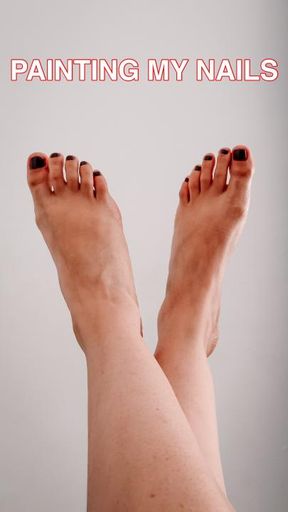Paiting My Toe Nails - Brown Color