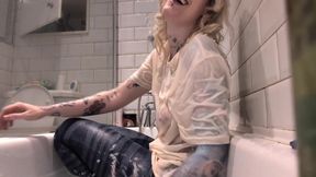 Soaked &amp; Surprised: My First Clothed Bath