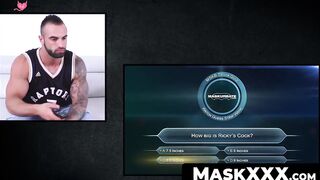 MaskXXX.com - Hot trivia quiz leads to interracial BJ and self-pleasure