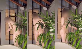 Bathing with Japanese beauty girl