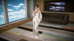 Slutty bride in 3D animation gets drilled hard by biggest manhood
