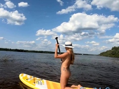 Big-Ass Blonde's Naked Walk on a Paddleboard