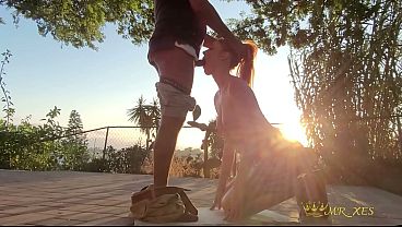 Ginger Bunny Caught Having Sunset Sex And Giving Deepthroat On Patio
