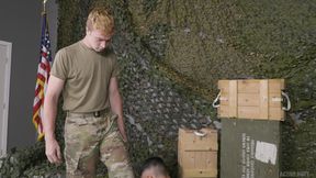 Activeduty - redhead sergeant drills new recruit Tyler Lakes