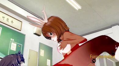 Furry Hentai - deer-rabbit & Horse Hard Sex