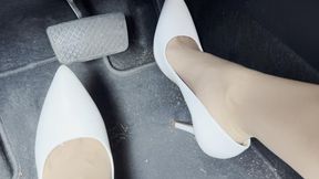 Pedal Pumping, Revving and Fast Driving in Heels and Sheer Nylons