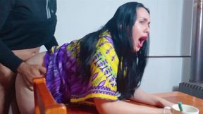 my indian stepmother brings me tea and i fuck her.