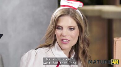 MATURE4K. Mature nurse is doing a naughty favour and bounces on her patient’s dick
