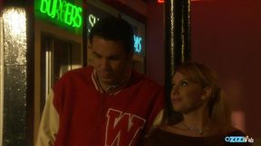 Customer gets to fuck a brunette waitress after getting his cock sucked