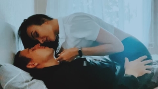 The office slut came to my home for hot kisses.