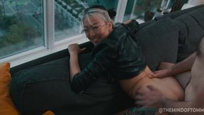 Leashed and Collared Mila plays with cock and takes cock - Themindoftommy