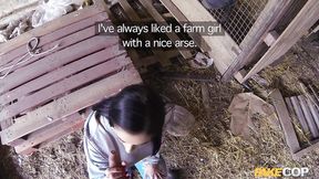 Cop's big dick stretches farm girl's ass in barn