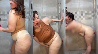 Anal masturbation in the shower