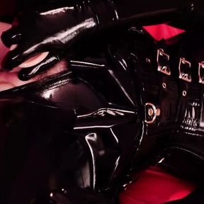 Fetish MILF in shiny black latex catsuit masturbating with juicy pussy, dildo fuck with moans (Arya Grander) big ass slut