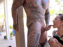 Pornstar MILF showcasing impressive cocksucking skills