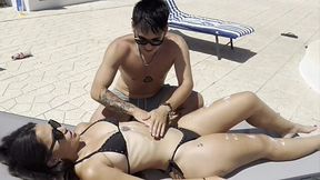 Wild anal fuck for perv Latina after sunbathing