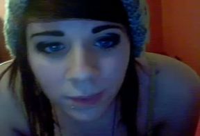 Blue eyed emo whore is flaunting her small titties