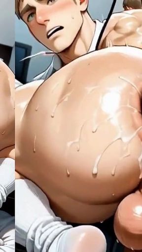 Gay Blond Twink Had His Ass Fucked by Two Big Dicks. Fisting Ass