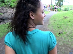 Amateur hottie fucked outdoor in public