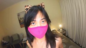 Asian submissive slut begged her master to fuck her and he agreed